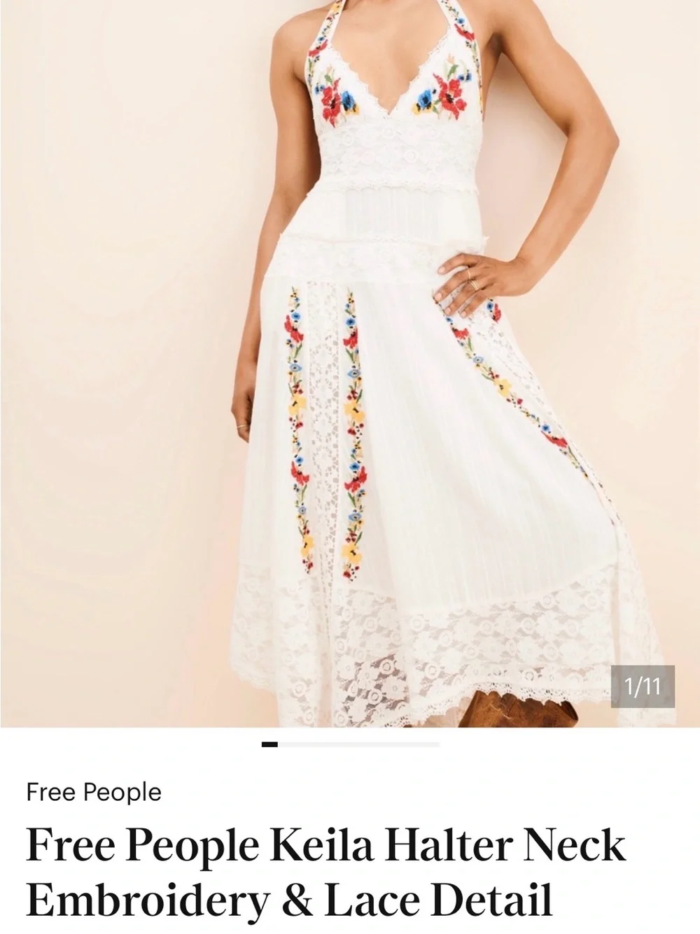 Free People Keila Halter Neck Midi Dress
